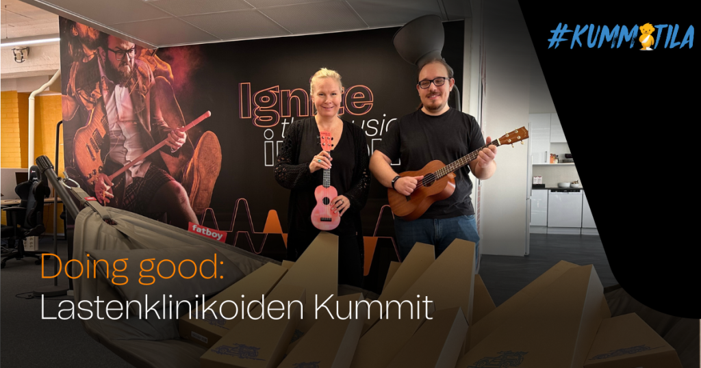 Doing good: Kummit. Paula and Levent with guitars and ukuleles.